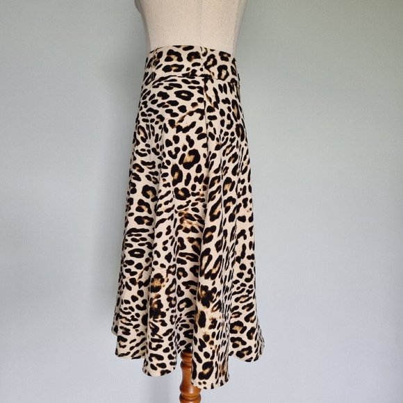 Review Feline Fine Multicolour Leopard Print A-Line Skirt Size 10 - Picture 3 of 8